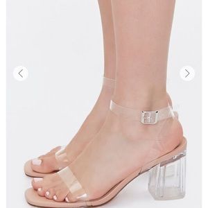 Transparent-Strap Block Heels